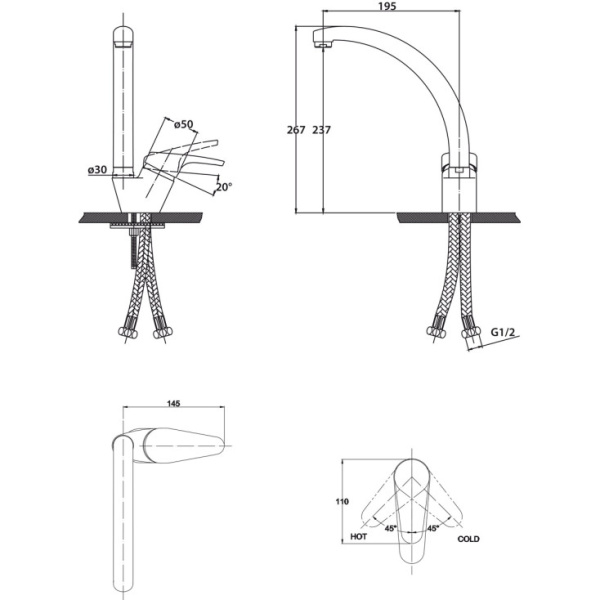Смеситель для кухонной мойки  KAISER County (55244-7)